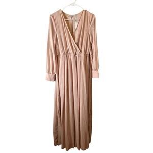 Baltic Born Lydia Maxi Dress Medium Pale Pink Faux Wrap Sheer Sleeves‎ New